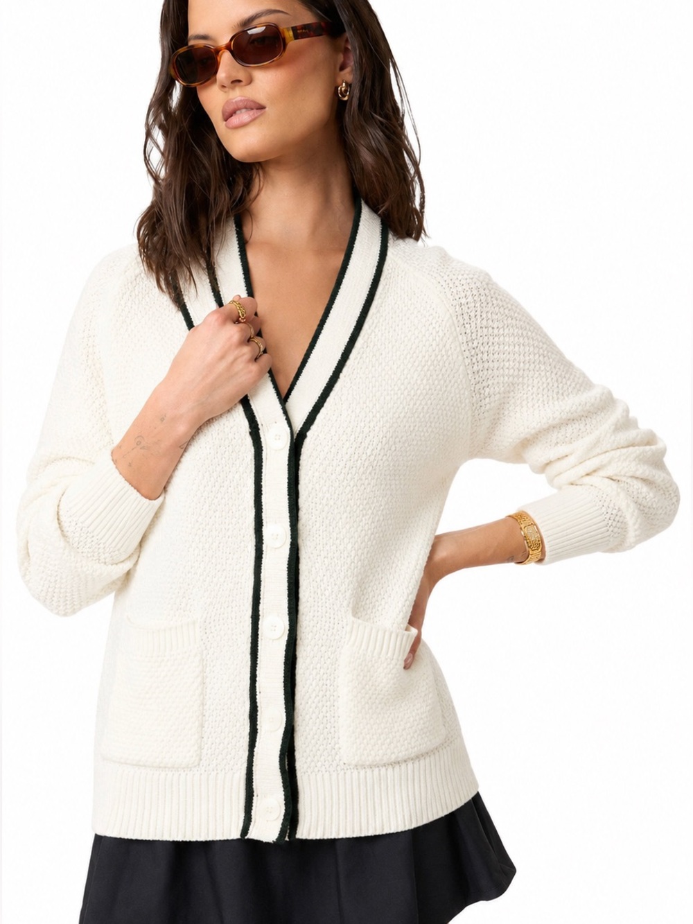 27 Miles Cloud Cream Cardigan | Forest Trim | NWT | Cozy Cotton Classic $150